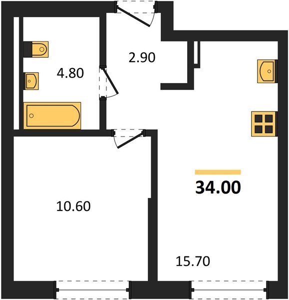 Фото №1: 1-комнатная квартира 34 м² - Краснодар, мкр. Прикубанский внутригородской округ