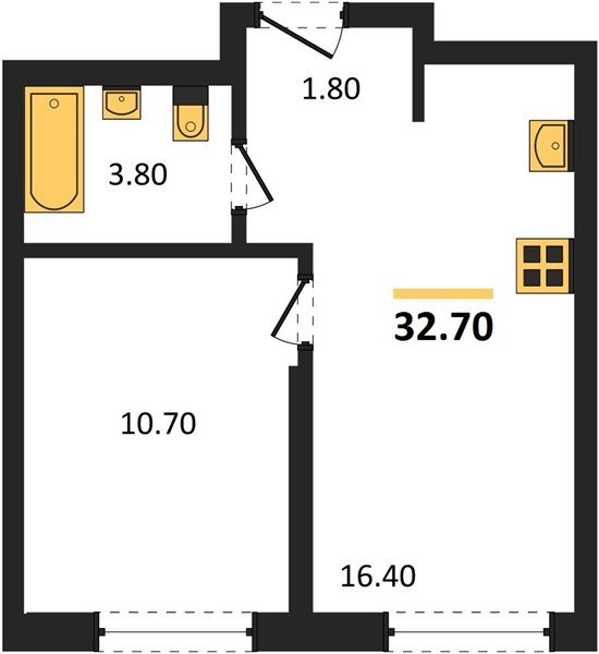 Фото №1: 1-комнатная квартира 32 м² - Краснодар, мкр. Прикубанский внутригородской округ