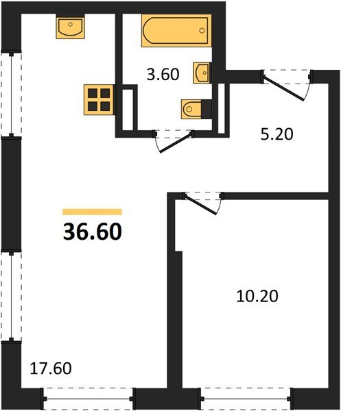 Фото №1: 1-комнатная квартира 36 м² - Краснодар, мкр. Прикубанский внутригородской округ