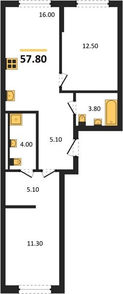 Фото №1: 2-комнатная квартира 57 м² - Краснодар, мкр. Прикубанский внутригородской округ