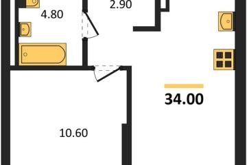 Фото №1: 1-комнатная квартира 34 м² - Краснодар, мкр. Прикубанский внутригородской округ,