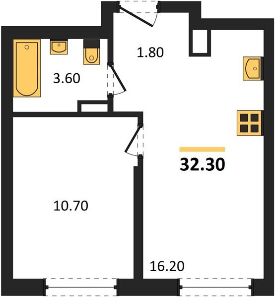 Фото №1: 1-комнатная квартира 32 м² - Краснодар, мкр. Прикубанский внутригородской округ