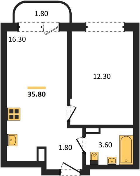Фото №1: 1-комнатная квартира 35 м² - Краснодар, мкр. Прикубанский внутригородской округ