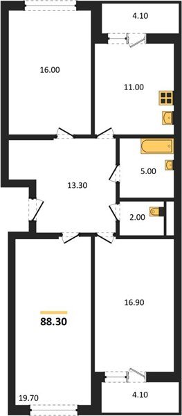 Фото №1: 3-комнатная квартира 88 м² - Краснодар, Прикубанский внутригородской округ, ЖК Бауинвест, мкр. ЖК Парк у Дома, ул. Героев-Разведчиков, 11к2