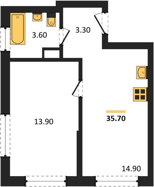 Фото №1: 1-комнатная квартира 35 м² - Краснодар, мкр. Прикубанский внутригородской округ
