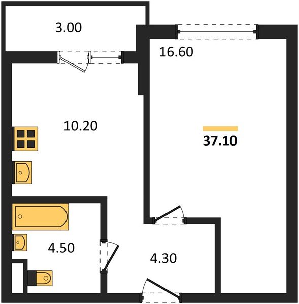 Фото №1: 1-комнатная квартира 37 м² - Краснодар, Прикубанский внутригородской округ, ЖК Бауинвест, мкр. ЖК Парк у Дома, ул. Героев-Разведчиков, 11к2