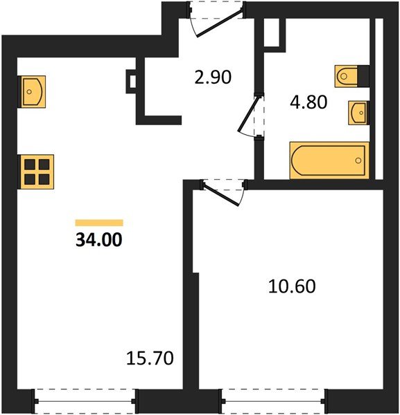 Фото №1: 1-комнатная квартира 34 м² - Краснодар, мкр. Прикубанский внутригородской округ