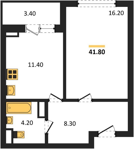 Фото №1: 1-комнатная квартира 41 м² - Краснодар, Прикубанский внутригородской округ, ЖК Бауинвест, мкр. ЖК Парк у Дома, ул. Героев-Разведчиков, 11к2
