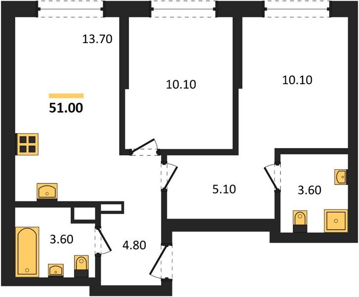 Фото №1: 2-комнатная квартира 51 м² - Краснодар, мкр. Прикубанский внутригородской округ
