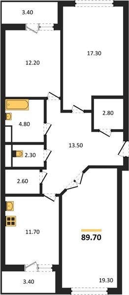 Фото №1: 3-комнатная квартира 89 м² - Краснодар, Прикубанский внутригородской округ, ЖК Бауинвест, мкр. ЖК Парк у Дома, ул. Героев-Разведчиков, 11к2