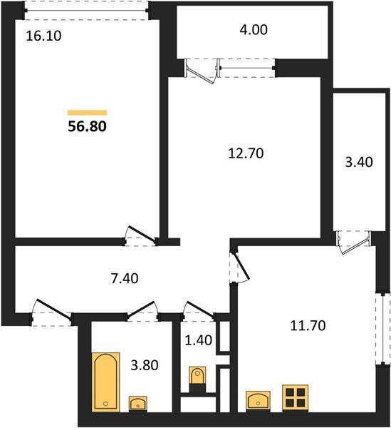 Фото №1: 2-комнатная квартира 56 м² - Краснодар, Прикубанский внутригородской округ, ЖК Бауинвест, мкр. ЖК Парк у Дома, ул. Героев-Разведчиков, 11к2