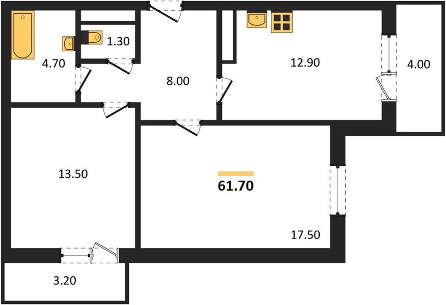 Фото №1: 2-комнатная квартира 61 м² - Краснодар, Прикубанский внутригородской округ, ЖК Бауинвест, мкр. ЖК Парк у Дома, ул. Героев-Разведчиков, 11к2