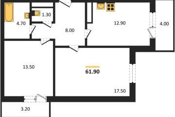 Фото №1: 2-комнатная квартира 61 м² - Краснодар, мкр. ЖК Парк у Дома, ул. Героев-Разведчиков, 11к2