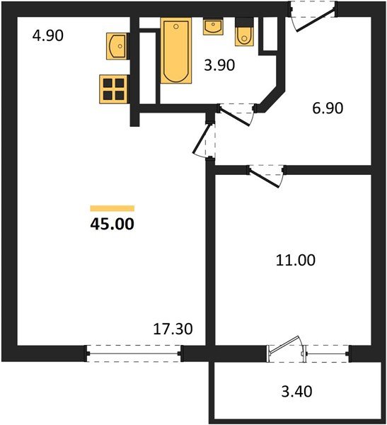 Фото №1: 2-комнатная квартира 45 м² - Краснодар, Прикубанский внутригородской округ, ЖК Бауинвест, мкр. ЖК Парк у Дома, ул. Героев-Разведчиков, 11к2
