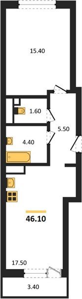 Фото №1: 1-комнатная квартира 46 м² - Краснодар, Прикубанский внутригородской округ, ЖК Бауинвест, мкр. ЖК Парк у Дома, ул. Героев-Разведчиков, 11к2