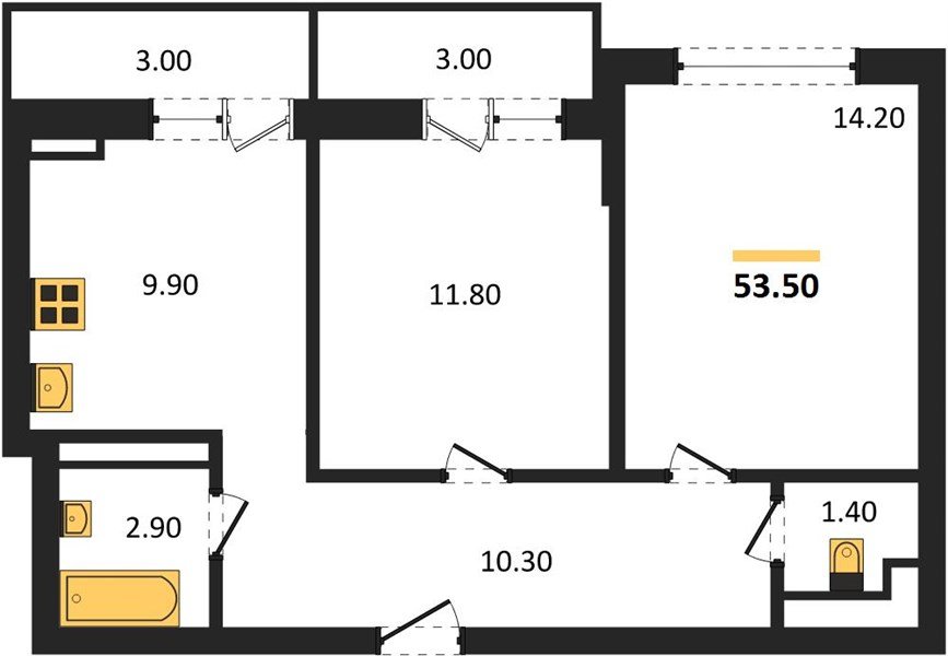 Фото №1: 2-комнатная квартира 53 м² - Краснодар, Прикубанский внутригородской округ, ЖК Бауинвест, мкр. ЖК Парк у Дома, ул. Героев-Разведчиков, 11к2