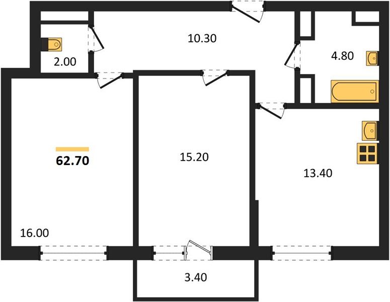 Фото №1: 2-комнатная квартира 62 м² - Краснодар, Прикубанский внутригородской округ, ЖК Бауинвест, мкр. ЖК Парк у Дома, ул. Героев-Разведчиков, 11к2