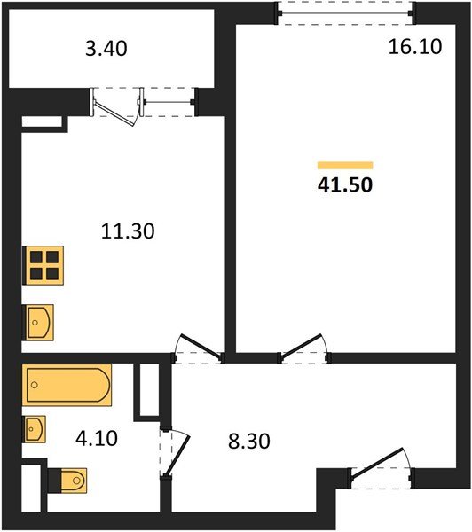 Фото №1: 1-комнатная квартира 41 м² - Краснодар, Прикубанский внутригородской округ, ЖК Бауинвест, мкр. ЖК Парк у Дома, ул. Героев-Разведчиков, 11к2