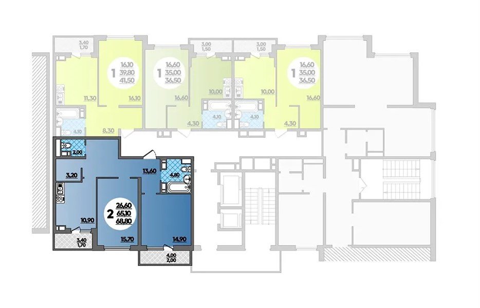 Фото №8: 1-комнатная квартира 41 м² - Краснодар, Прикубанский внутригородской округ, ЖК Бауинвест, мкр. ЖК Парк у Дома, ул. Героев-Разведчиков, 11к2