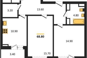 Фото №1: 2-комнатная квартира 68 м² - Краснодар, мкр. ЖК Парк у Дома, ул. Героев-Разведчиков, 11к2