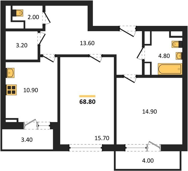 Фото №1: 2-комнатная квартира 68 м² - Краснодар, Прикубанский внутригородской округ, ЖК Бауинвест, мкр. ЖК Парк у Дома, ул. Героев-Разведчиков, 11к2