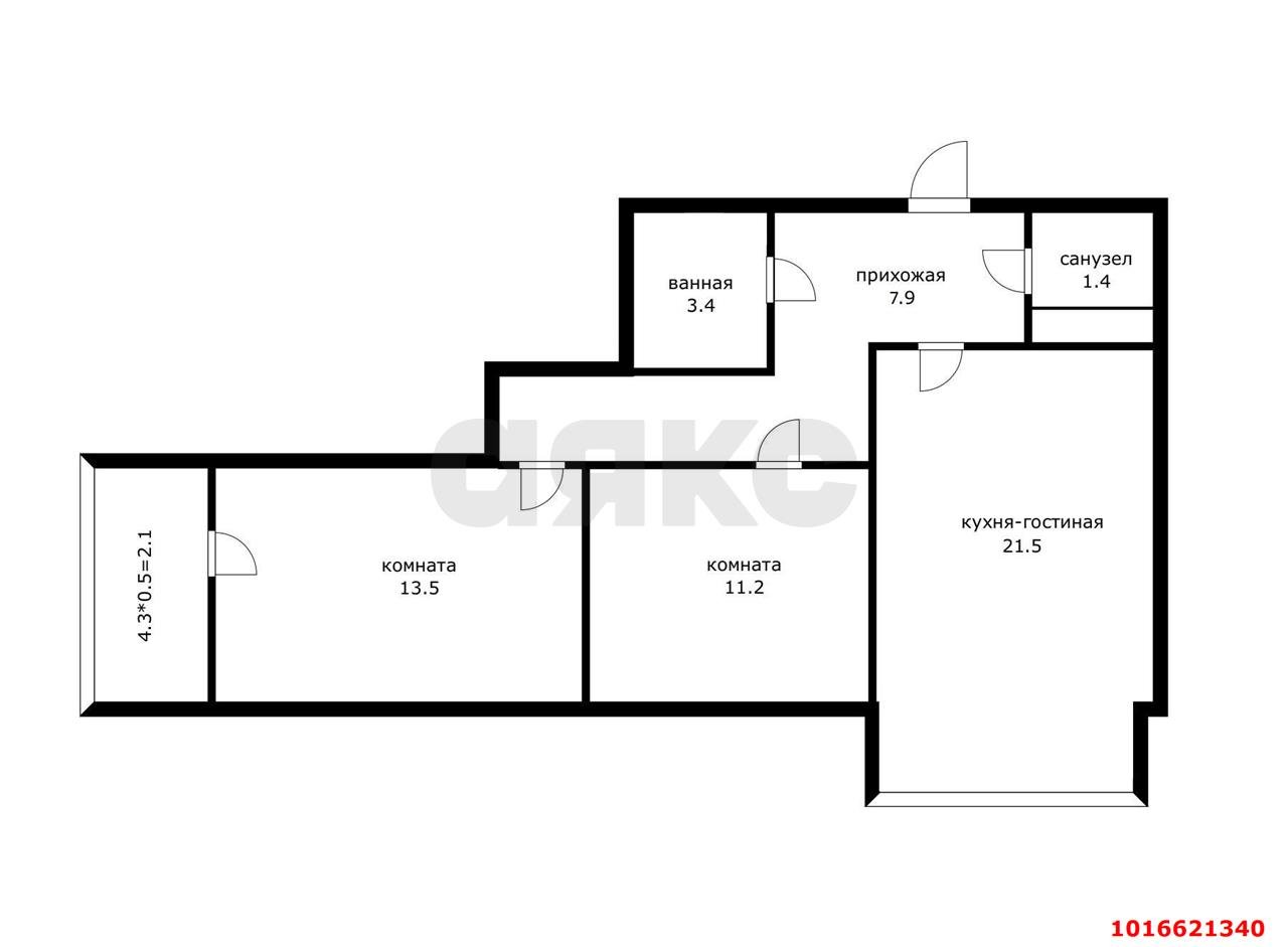 Фото №4: 2-комнатная квартира 69 м² - Краснодар, жилой комплекс Свобода, Прикубанский внутригородской округ, мкр. Краевая Клиническая Больница, ул. Домбайская, 55