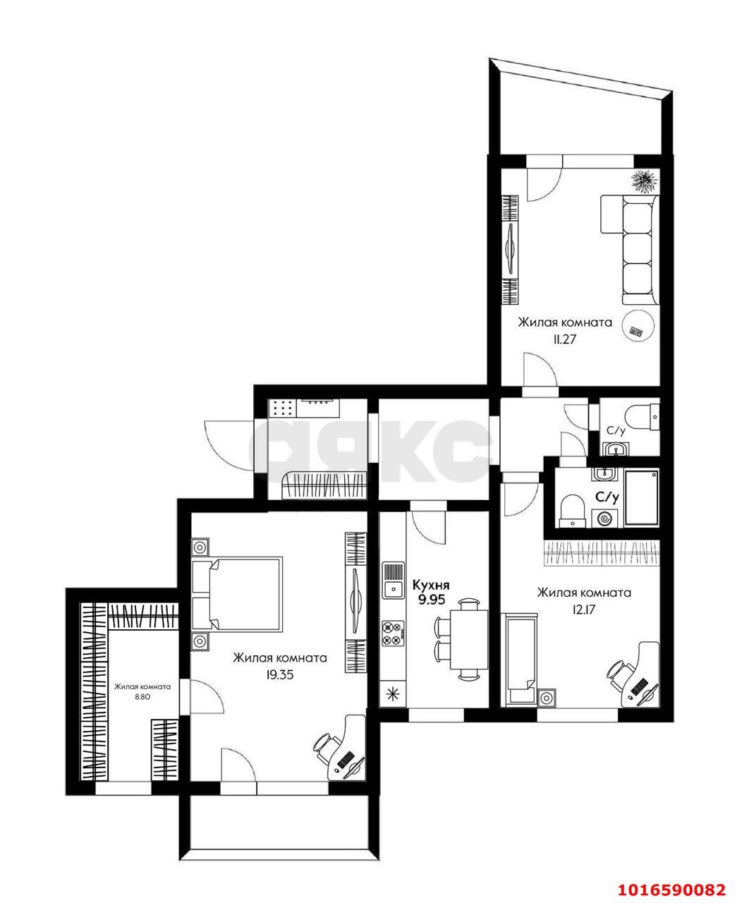 Фото №11: 4-комнатная квартира 80 м² - Краснодар, Прикубанский внутригородской округ, мкр. Авиагородок, ул. имени Дзержинского, 155