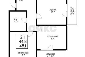 Фото №2: 2-комнатная квартира 45 м² - Краснодар, мкр. жилой комплекс Ракурс, ул. имени Героя Ростовского, 8к2