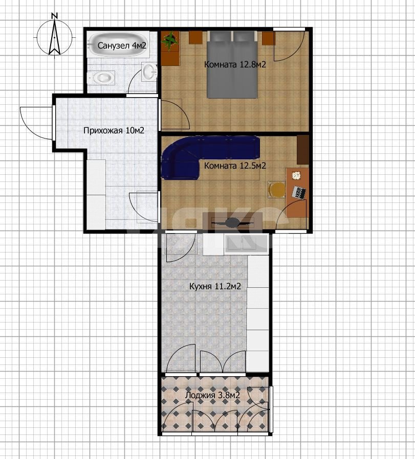 Фото №28: 2-комнатная квартира 50 м² - Анапа, 3Б, жилой комплекс Метеора, 3Б, мкр. жилой комплекс Метеора, ул. Ленина, 185Ак1