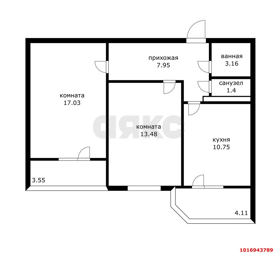 Фото №2: 2-комнатная квартира 56 м² - Краснодар, Прикубанский внутригородской округ, Восточный, мкр. жилой комплекс Квартал № 6, ул. Генерал-лейтенанта Александра Сапрунова, 15