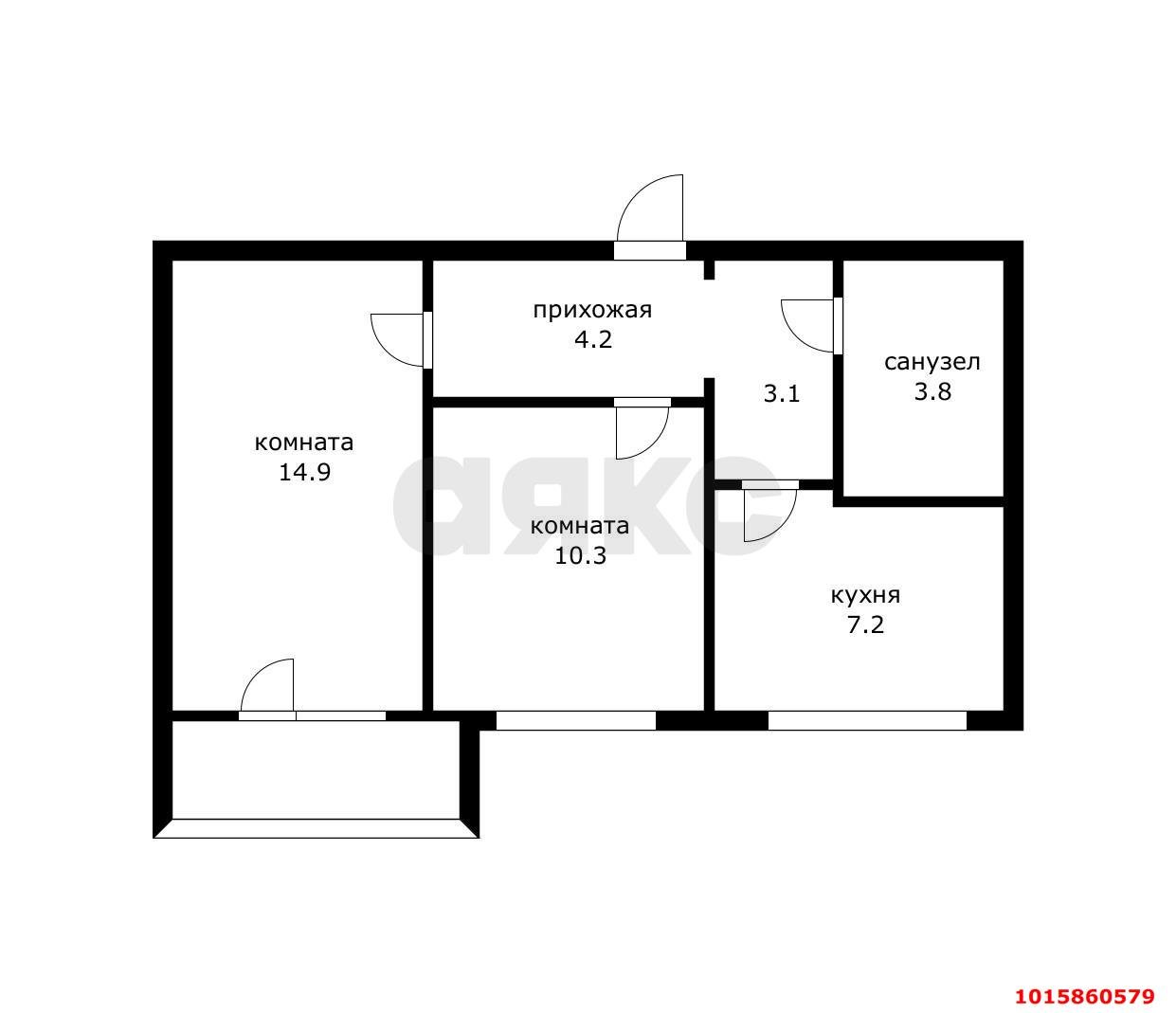 Фото №4: 2-комнатная квартира 43 м² - Краснодар, Прикубанский внутригородской округ, мкр. Фестивальный, ул. Атарбекова, 23