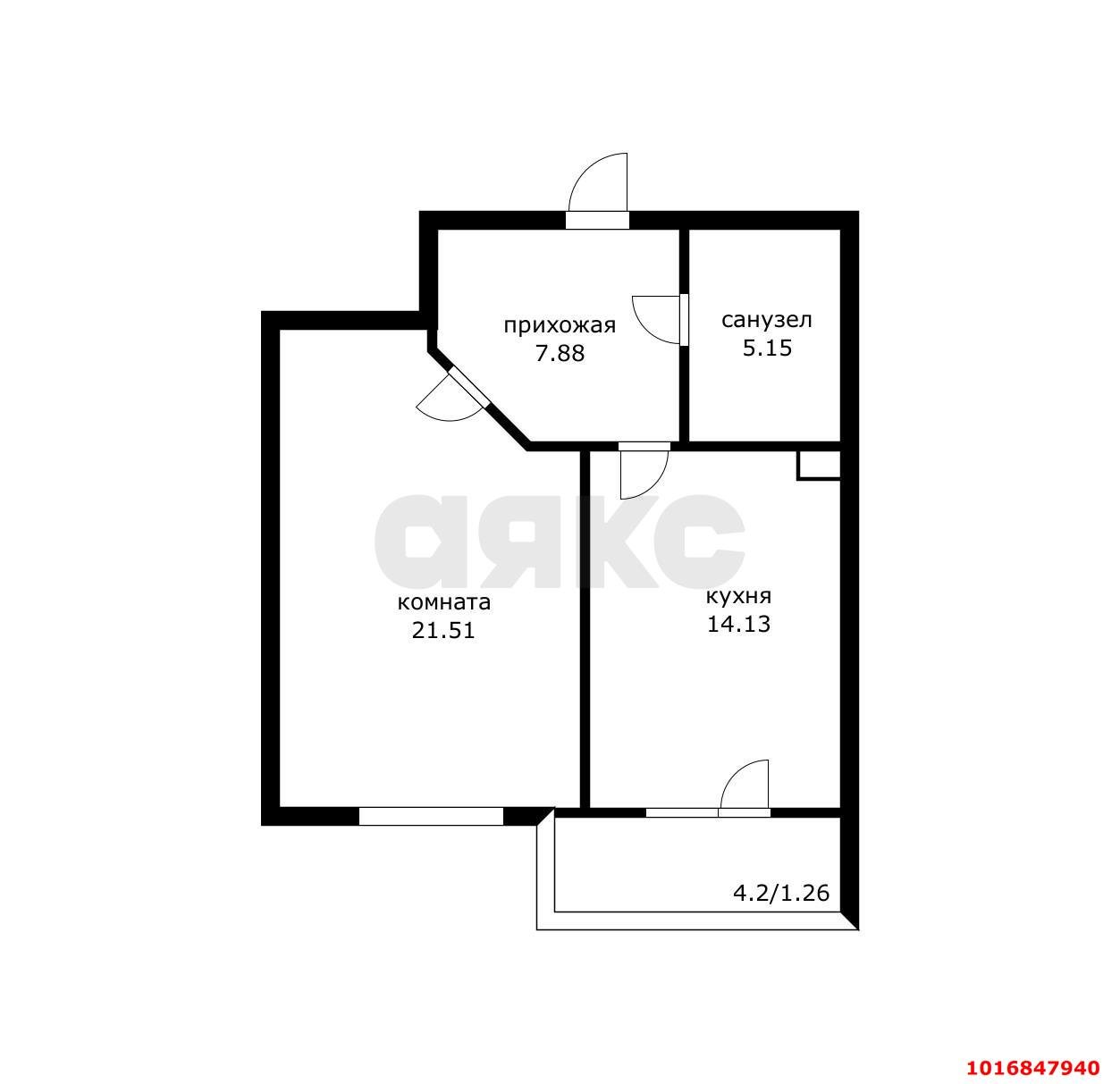 Фото №3: 1-комнатная квартира 52 м² - Краснодар, Западный внутригородской округ, мкр. Фестивальный, ул. Дальняя, 4/2к2