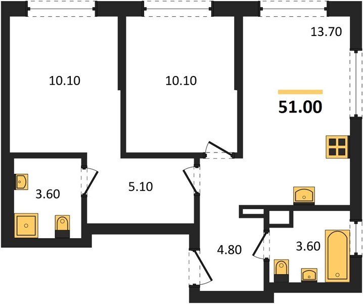 Фото №1: 2-комнатная квартира 51 м² - Краснодар, мкр. Прикубанский внутригородской округ