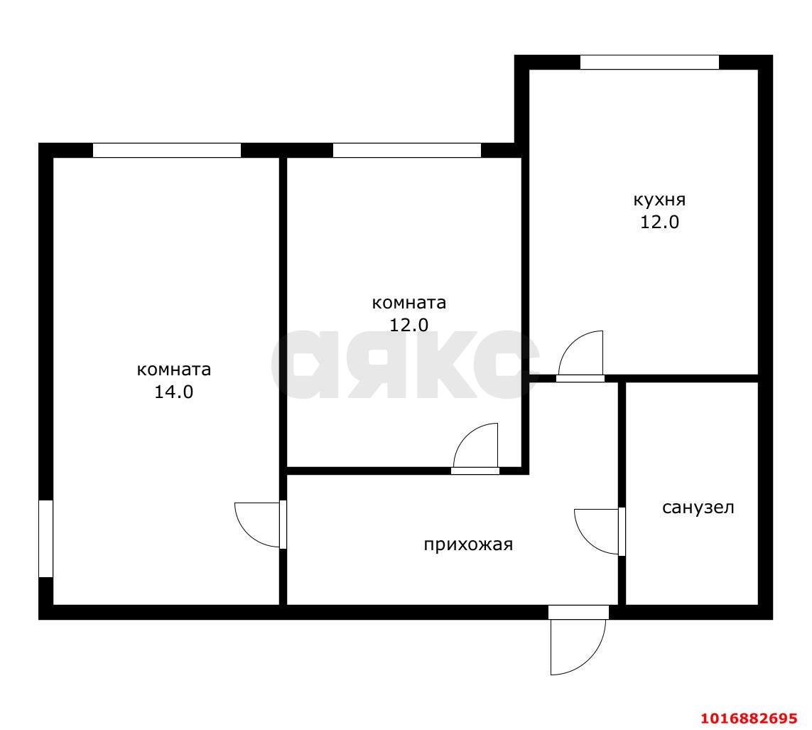 Фото №12: 2-комнатная квартира 52 м² - Краснодар, Прикубанский внутригородской округ, Калинино, мкр. Завод Радиоизмерительных Приборов, пер. Ленинский, 15