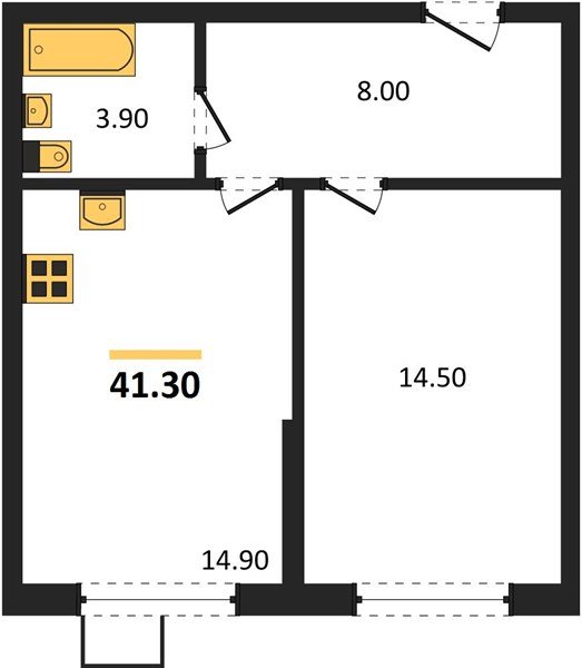 Фото №1: 1-комнатная квартира 41 м² - Краснодар, Прикубанский внутригородской округ, мкр. Парк Победы