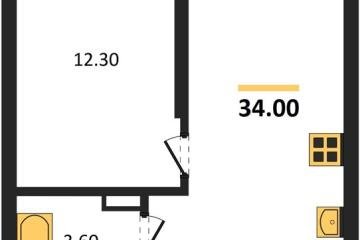 Фото №1: 1-комнатная квартира 34 м² - Краснодар, мкр. Прикубанский внутригородской округ, 