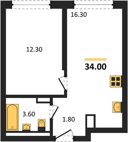 Фото №1: 1-комнатная квартира 34 м² - Краснодар, мкр. Прикубанский внутригородской округ