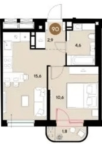 Фото №1: 1-комнатная квартира 35 м² - Краснодар, мкр. Прикубанский внутригородской округ