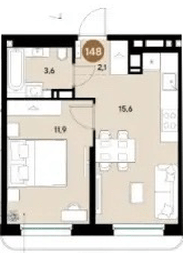 Фото №1: 1-комнатная квартира 33 м² - Краснодар, мкр. Прикубанский внутригородской округ