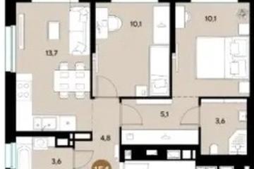 Фото №1: 2-комнатная квартира 51 м² - Краснодар, мкр. Прикубанский внутригородской округ,