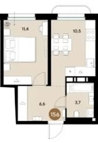 Фото №1: 1-комнатная квартира 32 м² - Краснодар, мкр. Прикубанский внутригородской округ