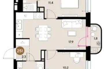 Фото №1: 2-комнатная квартира 50 м² - Краснодар, мкр. Прикубанский внутригородской округ,