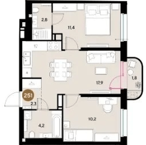 Фото №1: 2-комнатная квартира 50 м² - Краснодар, мкр. Прикубанский внутригородской округ