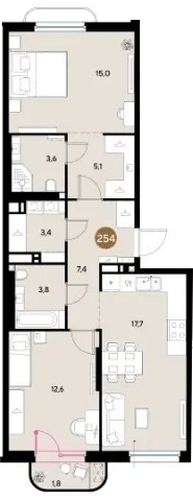 Фото №1: 2-комнатная квартира 70 м² - Краснодар, мкр. Прикубанский внутригородской округ