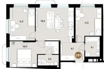 Фото №1: 3-комнатная квартира 68 м² - Краснодар, мкр. Прикубанский внутригородской округ, 