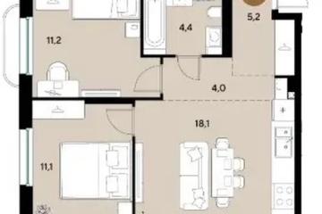 Фото №1: 2-комнатная квартира 54 м² - Краснодар, мкр. Прикубанский внутригородской округ,