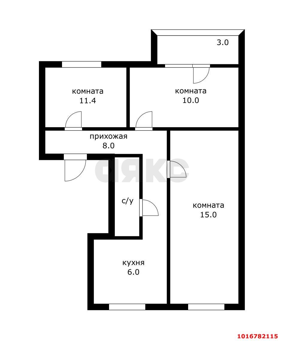 Фото №7: 3-комнатная квартира 64 м² - Краснодар, Центральный внутригородской округ, мкр. Центральный, ул. Митрофана Седина, 2
