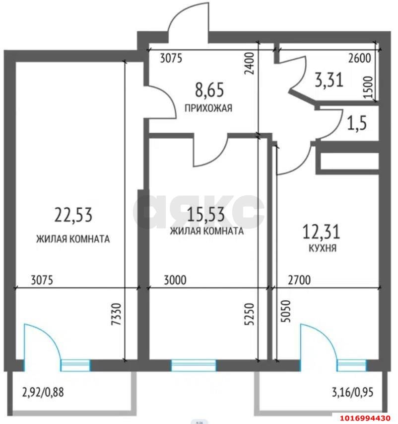 Фото №2: 2-комнатная квартира 64 м² - Краснодар, Прикубанский внутригородской округ, Музыкальный, мкр. ЖК Светлый, ул. Московская, 144к1