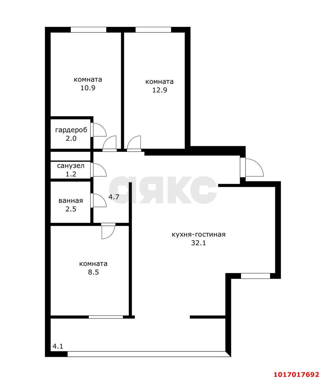 Фото №7: 3-комнатная квартира 81 м² - Краснодар, Прикубанский внутригородской округ, мкр. 40 лет Победы, ул. имени 40-летия Победы, 144/4литВ