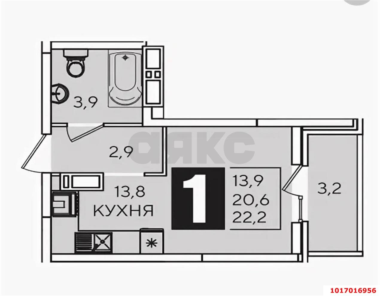 Фото №13: Студия 25 м² - Краснодар, Прикубанский внутригородской округ, мкр. жилой комплекс Самолёт-2, ул. Западный Обход, 57к2